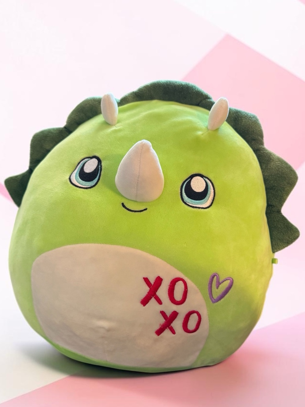 Squishmallows Green Triceratops Dinosaur XO Valentine 12” Plush